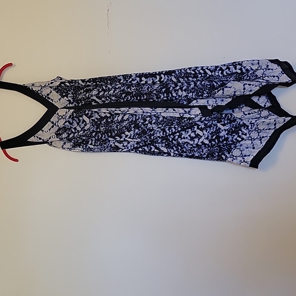 Style&co V-neck Sleeveless Blue & White Flowy Dress Size L